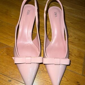 Zara Blush Pink Bow Slingback Heels
